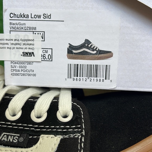 Vans Men’s Chukka Low Sid Black/Gum VN0A5KQZB9M Skate Sneakers - Picture 16 of 16